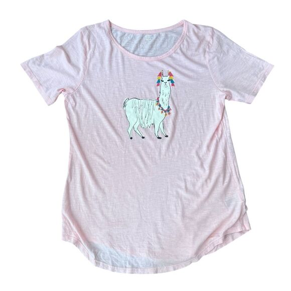 Old Navy Llama Short Sleeve Shirt Pink Medium NWT - Picture 1 of 6